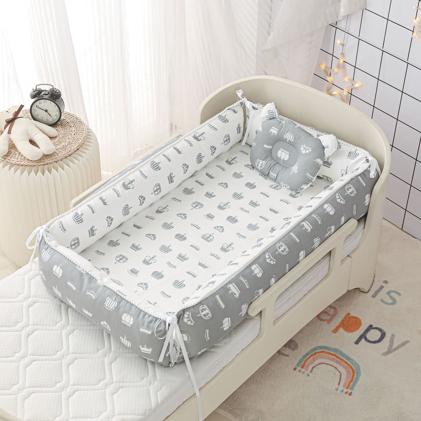 Foldable Crib MiddlePortable High Border Protection Anti-pressure Sleeping