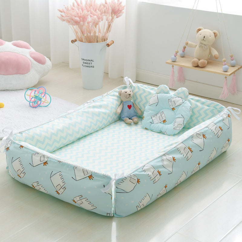 Foldable Crib MiddlePortable High Border Protection Anti-pressure Sleeping