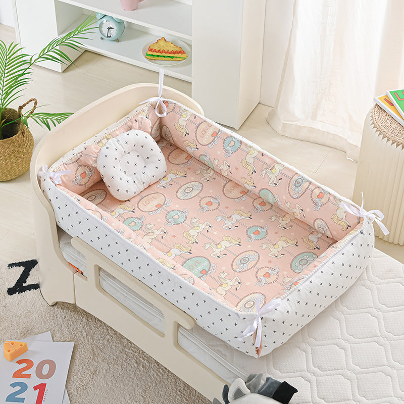 Foldable Crib MiddlePortable High Border Protection Anti-pressure Sleeping