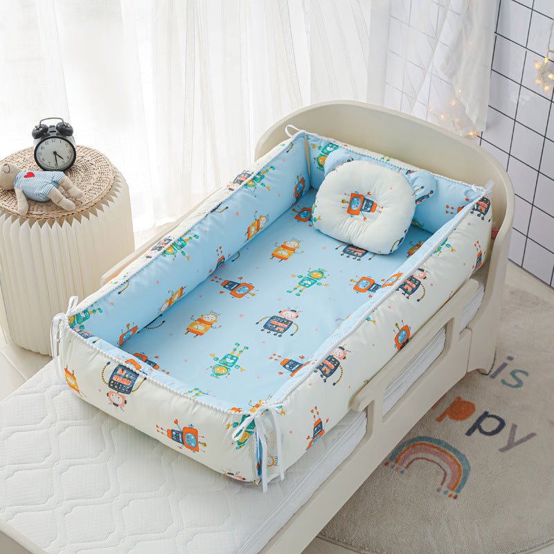 Foldable Crib MiddlePortable High Border Protection Anti-pressure Sleeping