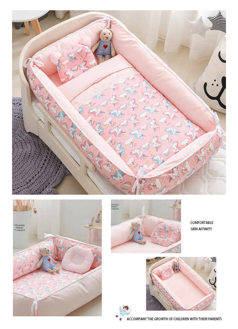 Foldable Crib MiddlePortable High Border Protection Anti-pressure Sleeping