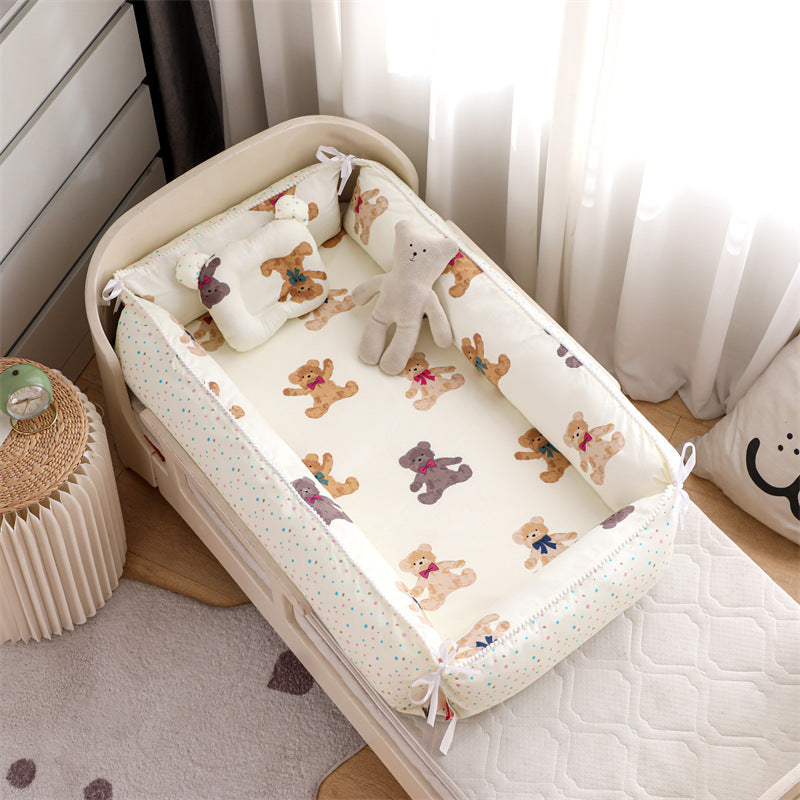 Foldable Crib MiddlePortable High Border Protection Anti-pressure Sleeping