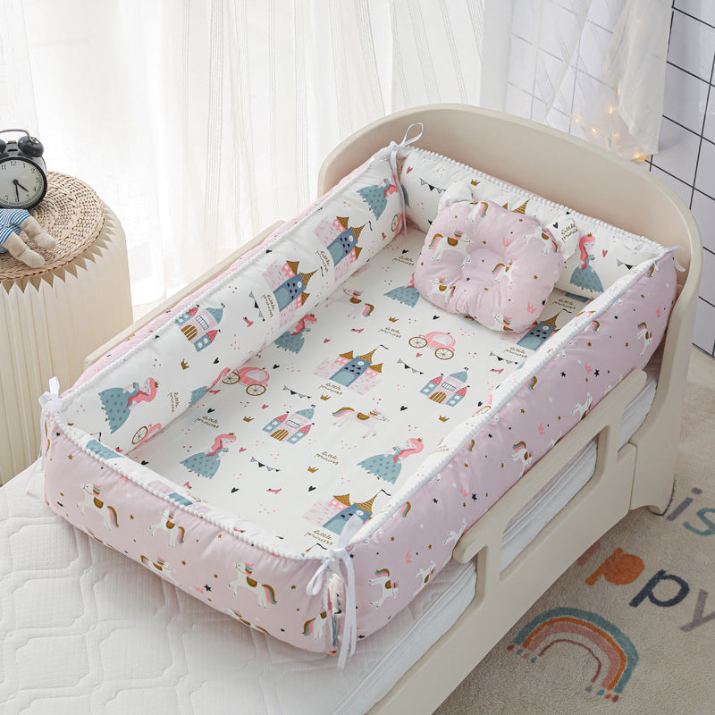 Foldable Crib MiddlePortable High Border Protection Anti-pressure Sleeping