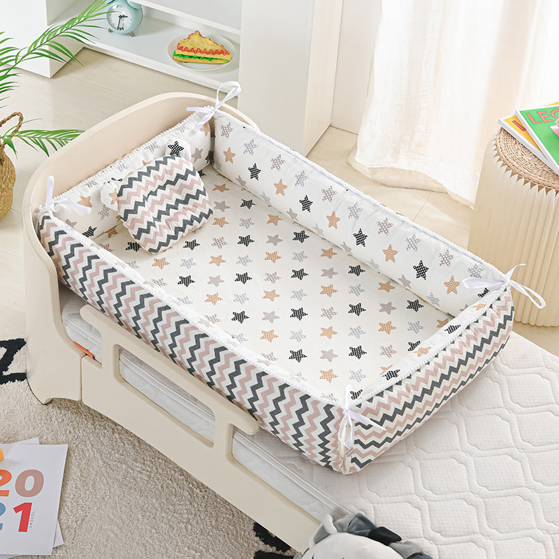 Foldable Crib MiddlePortable High Border Protection Anti-pressure Sleeping