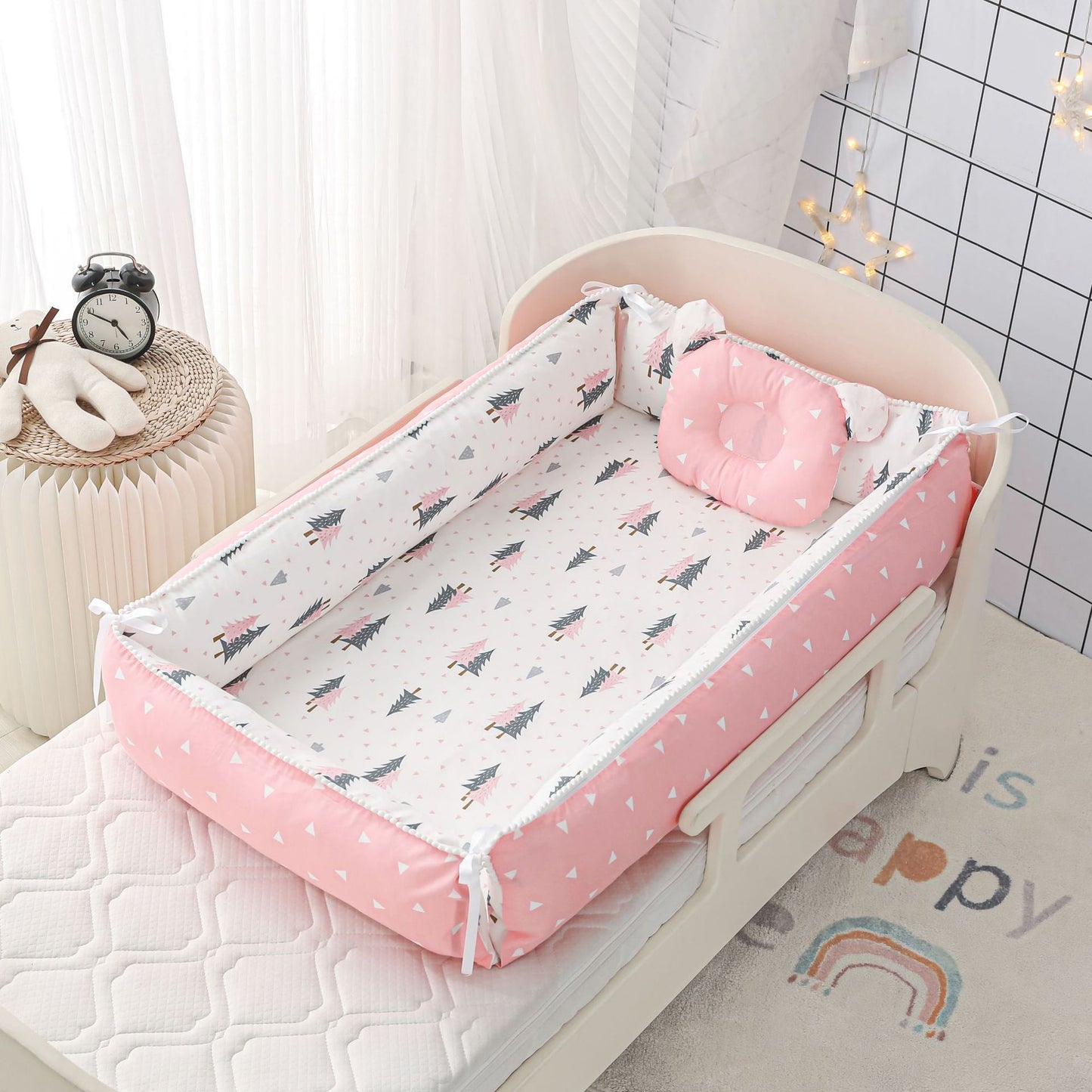 Foldable Crib MiddlePortable High Border Protection Anti-pressure Sleeping