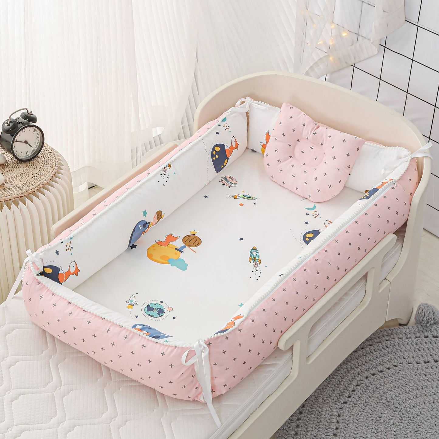 Foldable Crib MiddlePortable High Border Protection Anti-pressure Sleeping