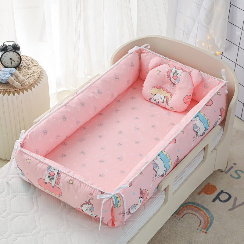 Foldable Crib MiddlePortable High Border Protection Anti-pressure Sleeping