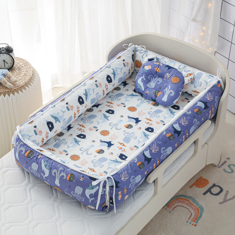 Foldable Crib MiddlePortable High Border Protection Anti-pressure Sleeping