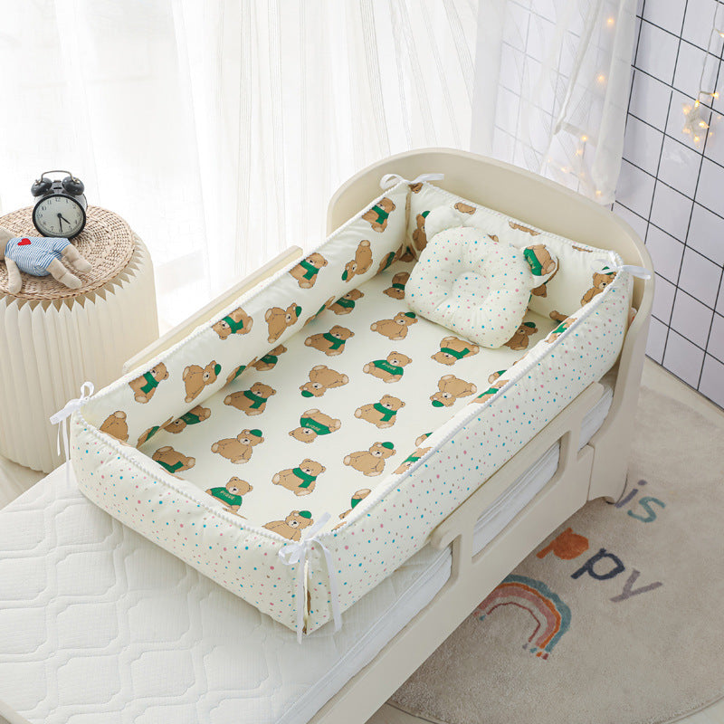 Foldable Crib MiddlePortable High Border Protection Anti-pressure Sleeping